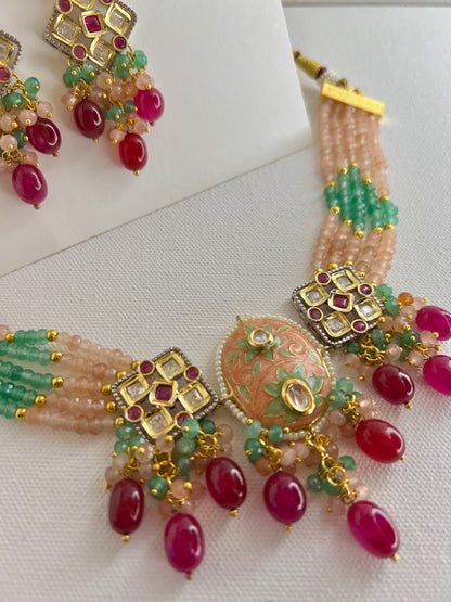 Cherry Blossom Meenakari Jewelry Set