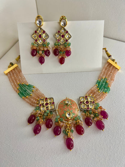 Cherry Blossom Meenakari Jewelry Set