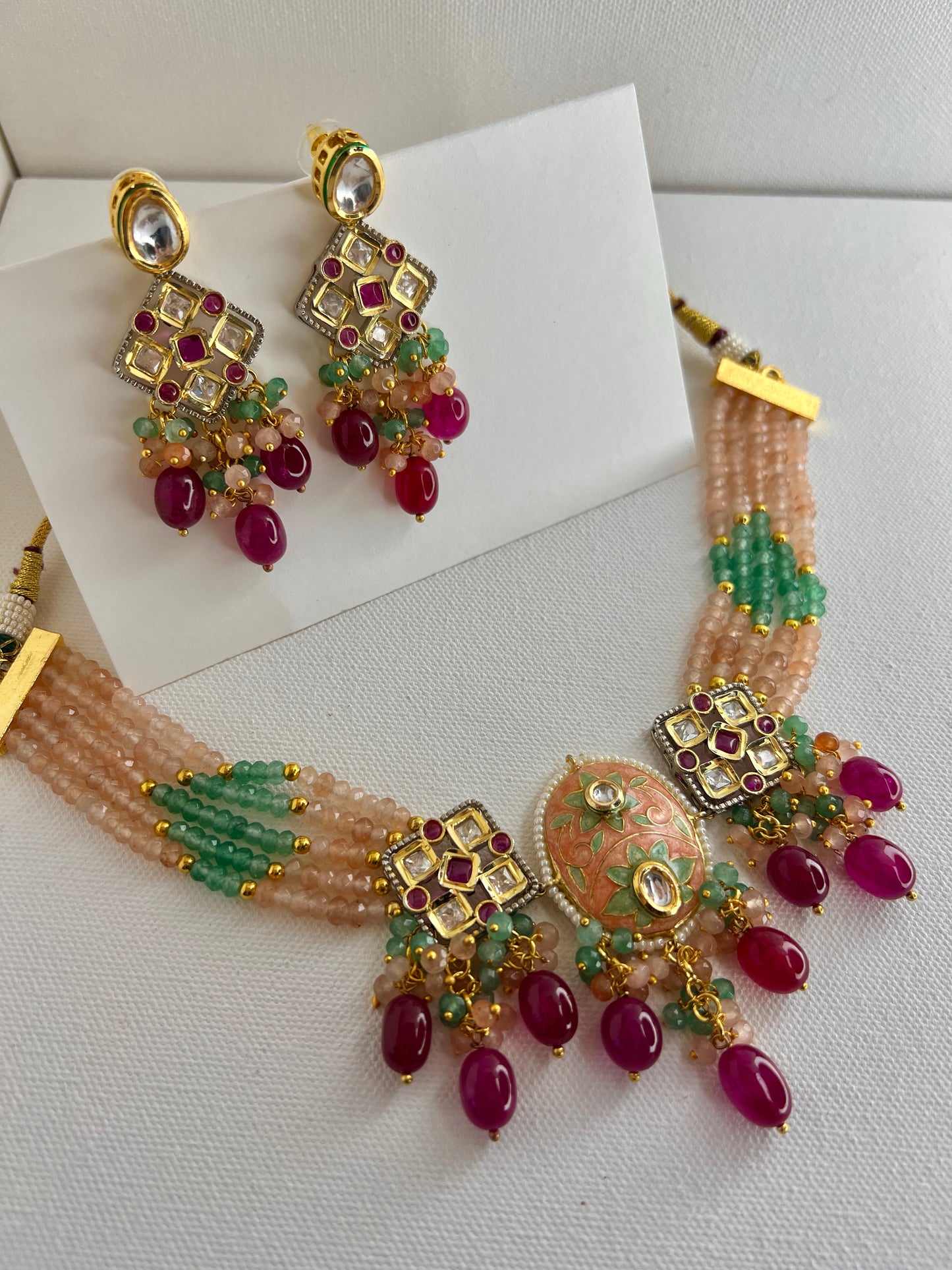 Cherry Blossom Meenakari Jewelry Set