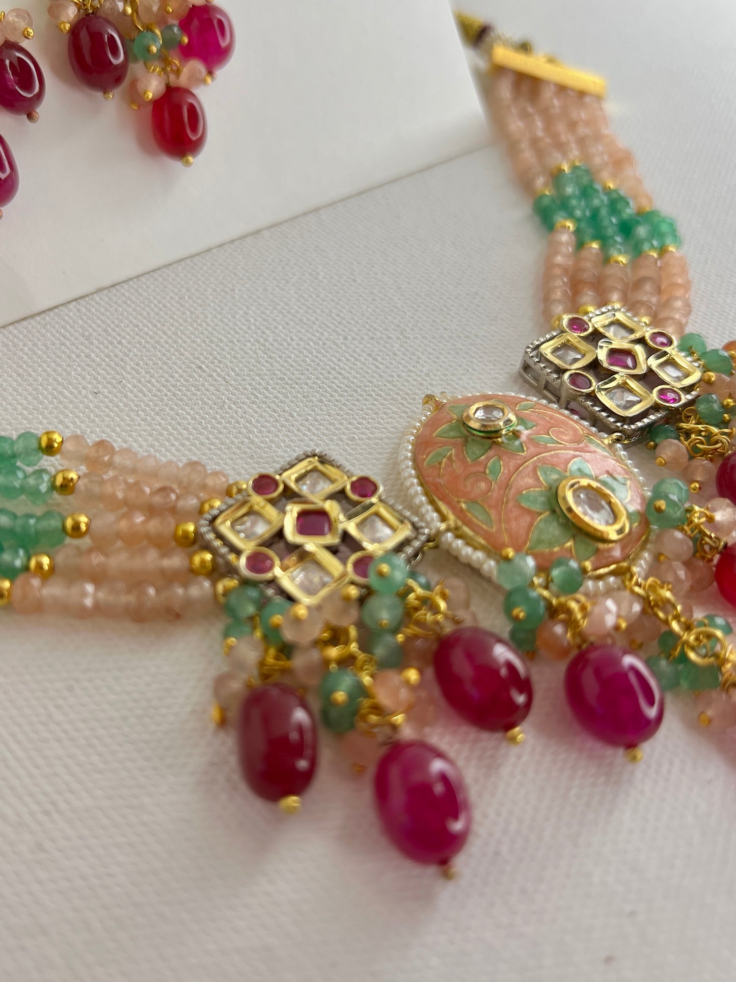 Cherry Blossom Meenakari Jewelry Set