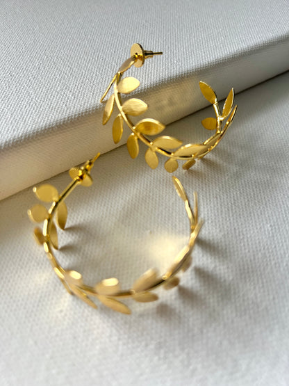 Golden Laurel Hoops