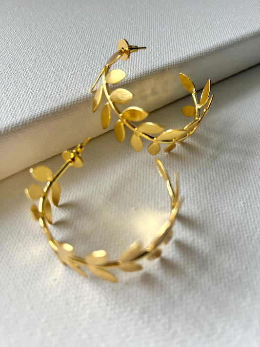 Golden Laurel Hoops