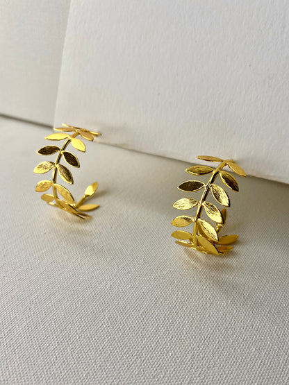 Golden Laurel Hoops