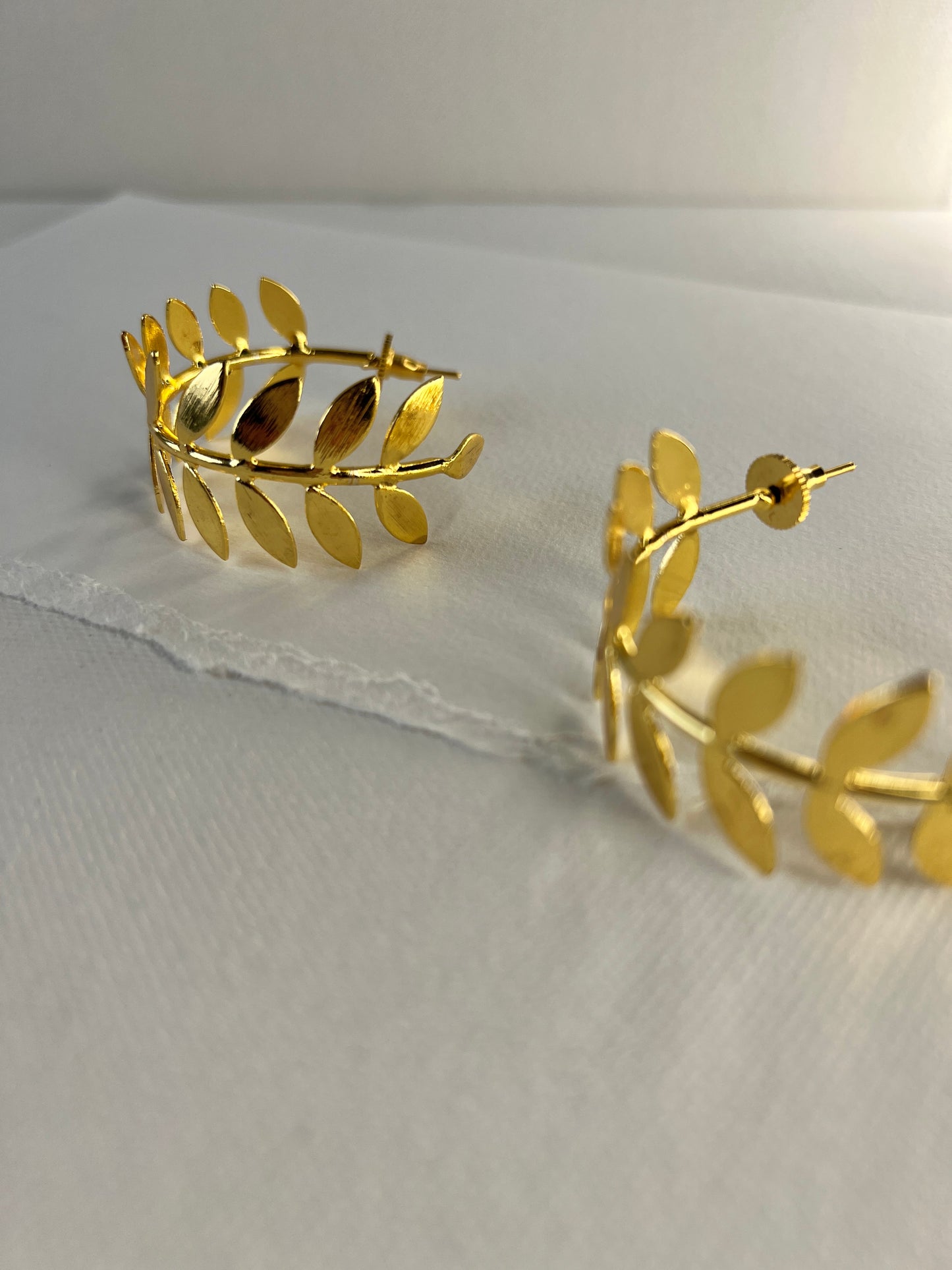 Golden Laurel Hoops