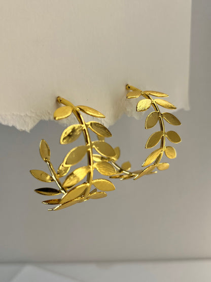 Golden Laurel Hoops