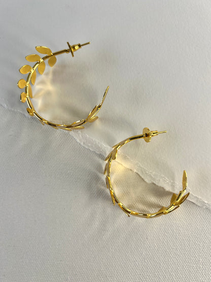 Golden Laurel Hoops