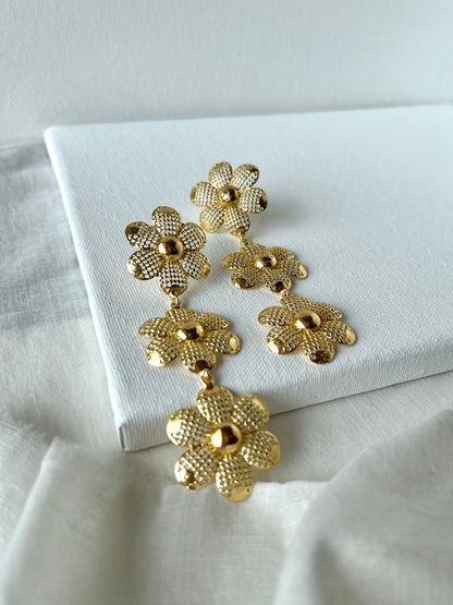 Golden Daisy Cascade Earrings